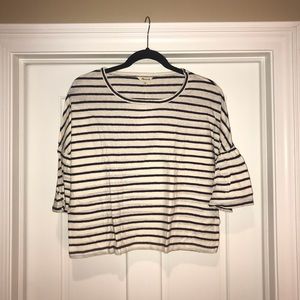 Madewell striped 3/4 sleeve shirt (navy and ivory)